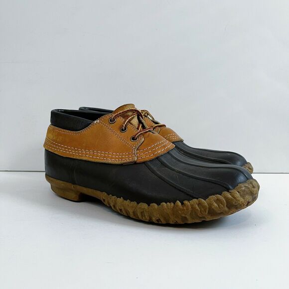 VTG LL Bean Maine Hunting Shoes Boots Shearling Wool Sole Brown Mocs VTG Sz 9 main image 7